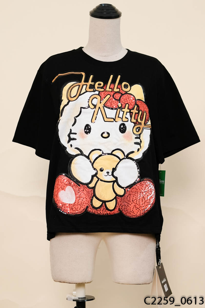 XIAOFEIFEI-Áo thun đen Hellokitty New Tags