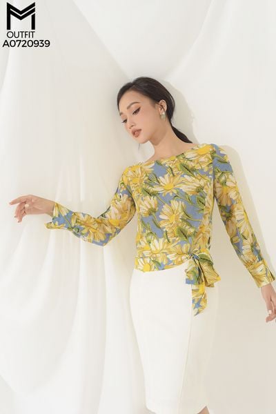 MM OUTFIT-Áo voan hoa vàng New Tags