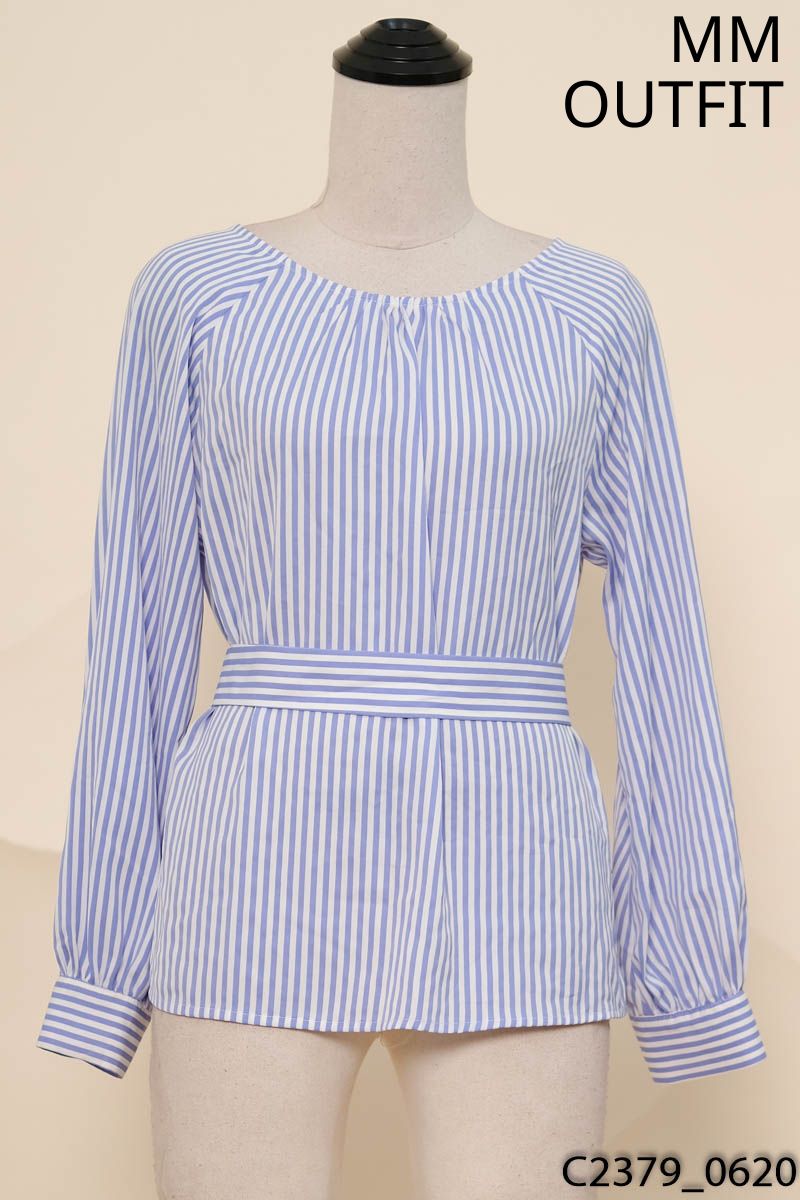 MM OUTFIT-Áo kẻ xanh