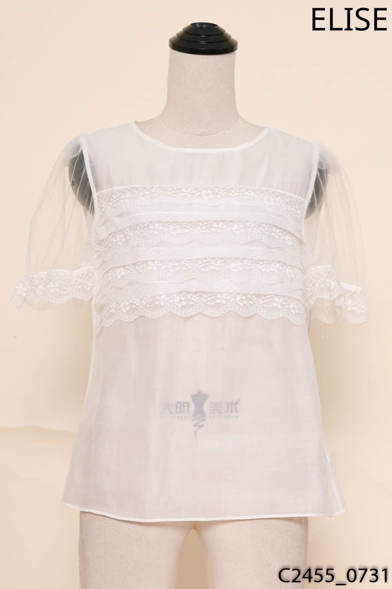 Áo trắng lưới họa tiết elise