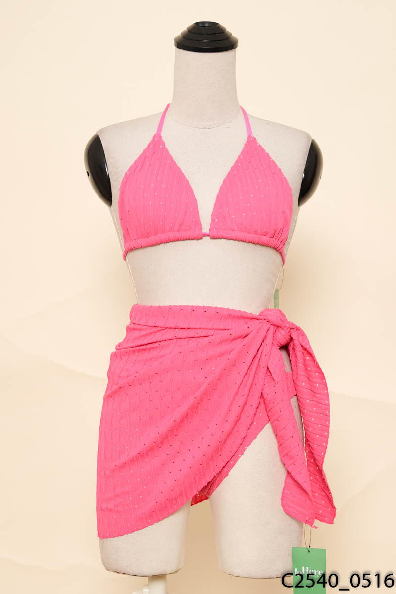Set 3 món bikini hồng New Tags