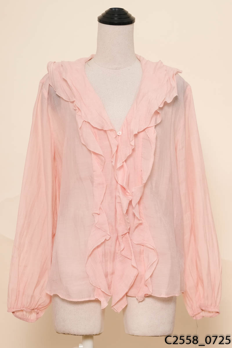Áo hồng voan cổ V Zara