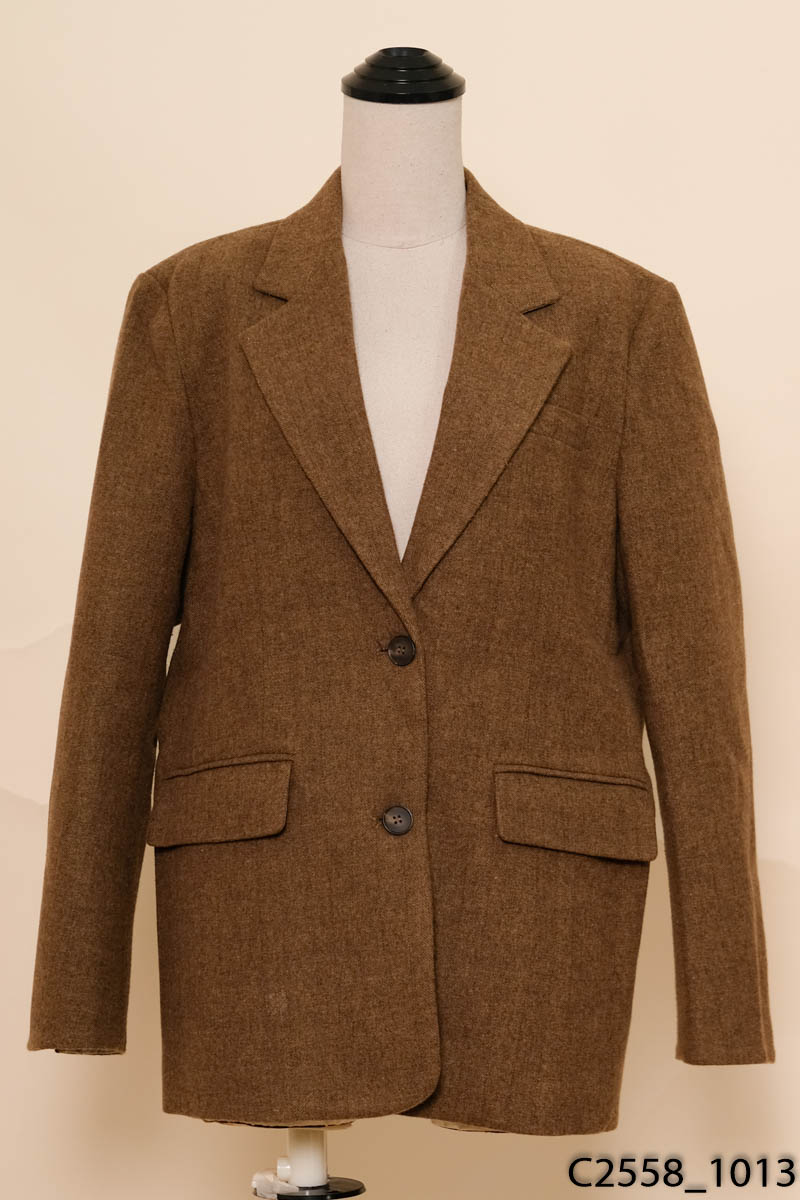 MULVAN-Áo khoác vest dạ nâu