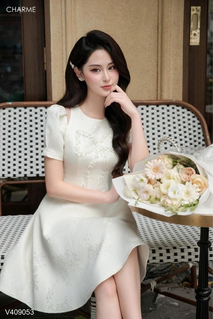 CHARME STORE-Đầm kêm gắn nơ