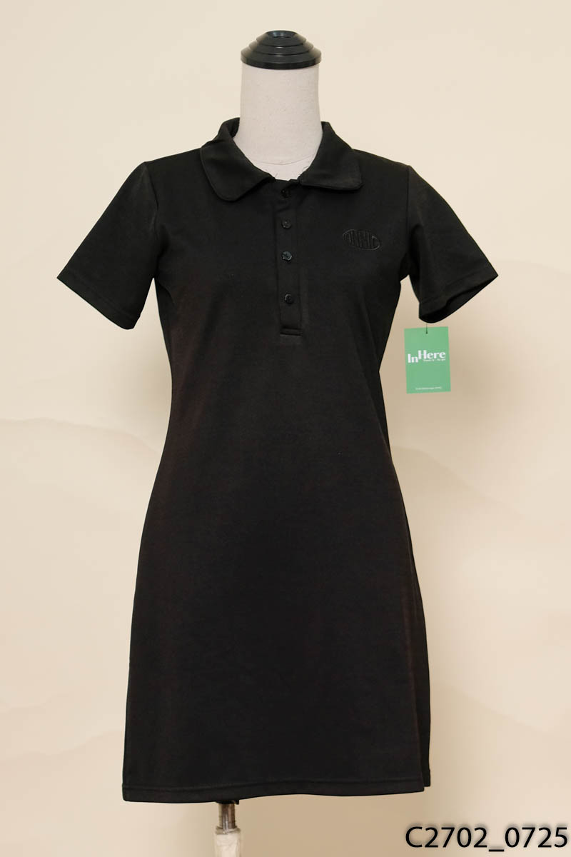 Đầm polo đen suông