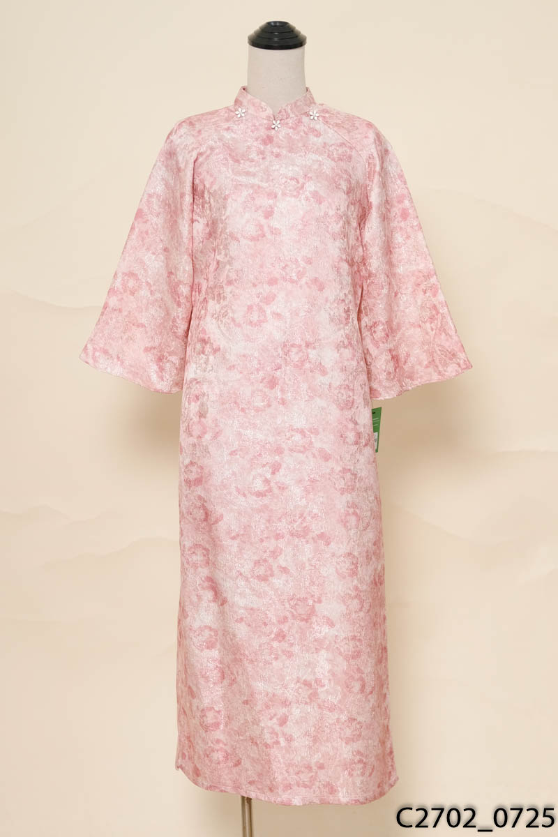 Áo dài hồng họa tiết