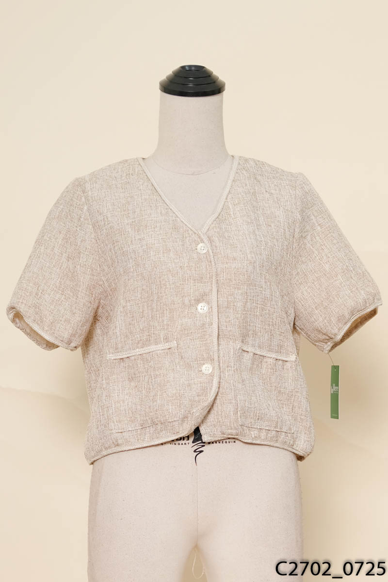Áo be dạ tweed cộc tay