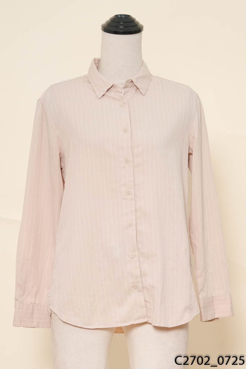 Áo sơ mi be kẻ Uniqlo