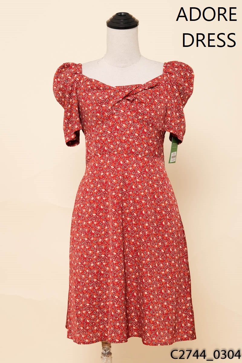 Đầm đỏ hoa nhí adore dress