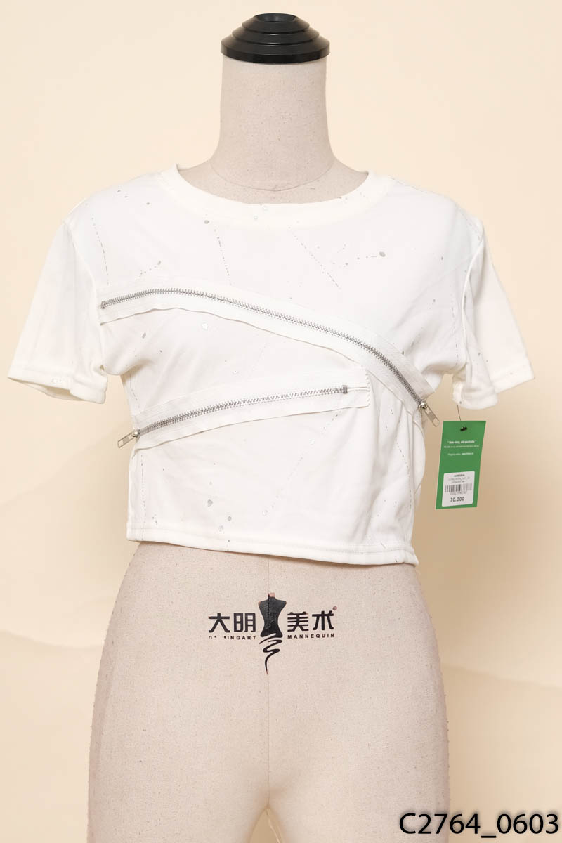 Áo trắng phối séc