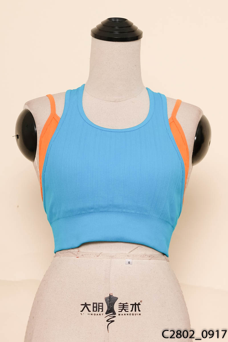 Áo bra thể thao xanh phối cam