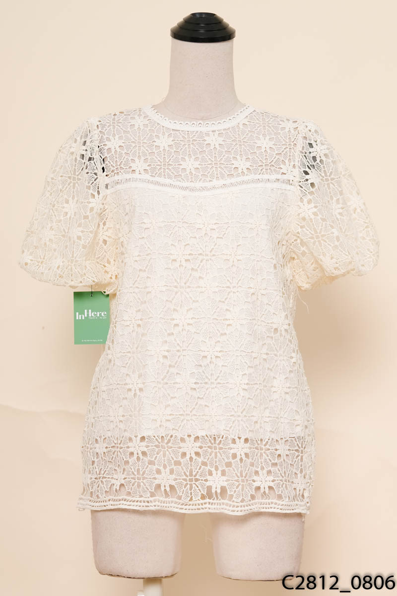 Áo be lưới lỗ cộc tay