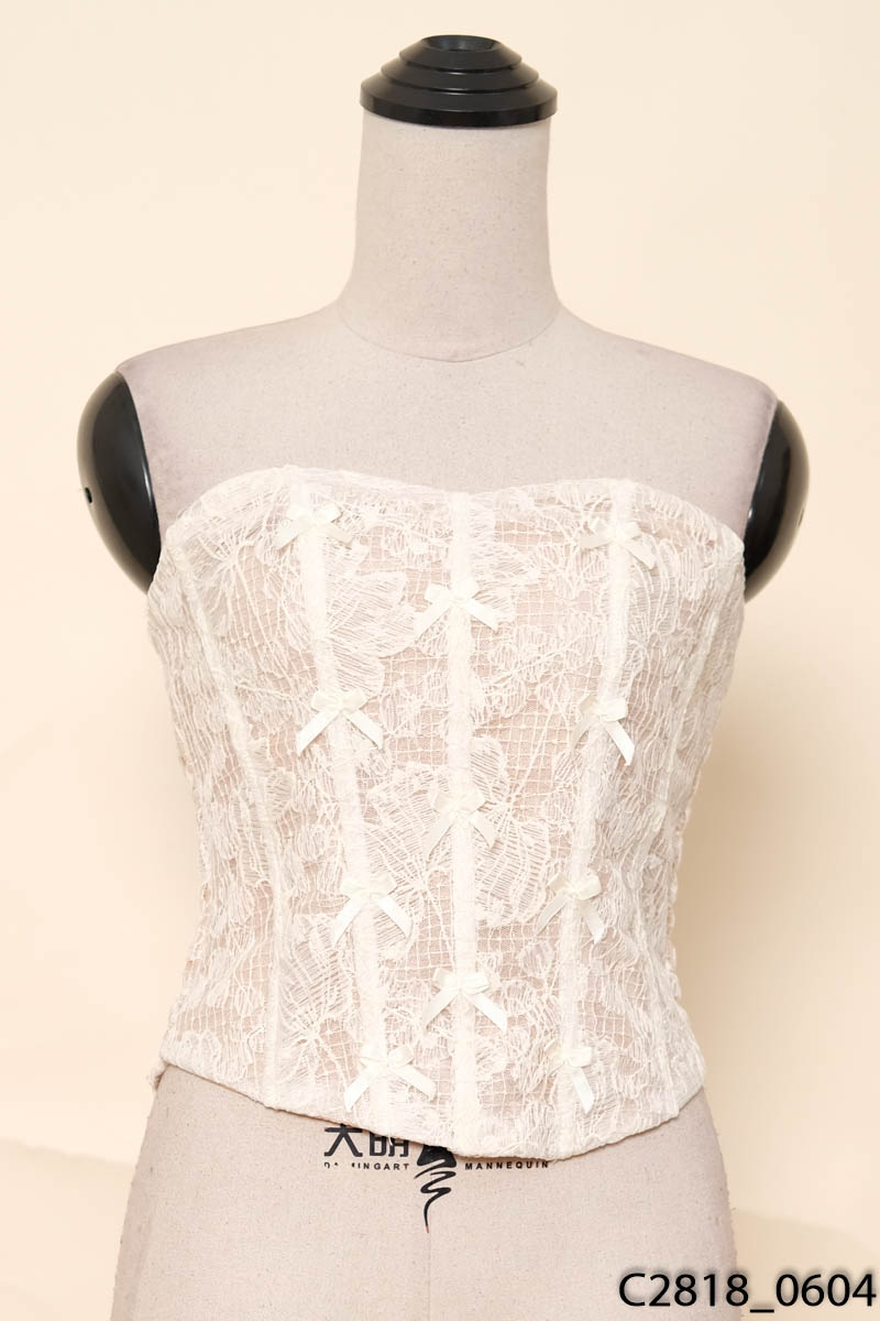 Corset trắng nơ