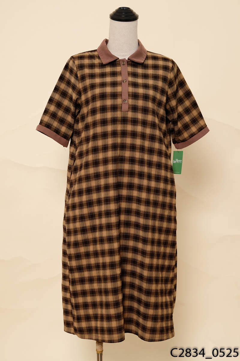 ALMAZ FASHION-Đầm polo nâu suông