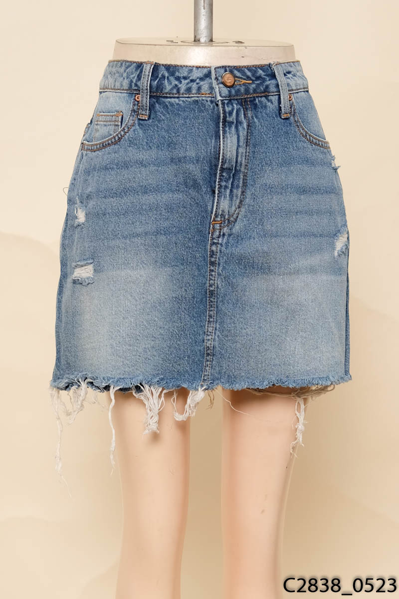 Quần short jeans xanh giả váy Zara