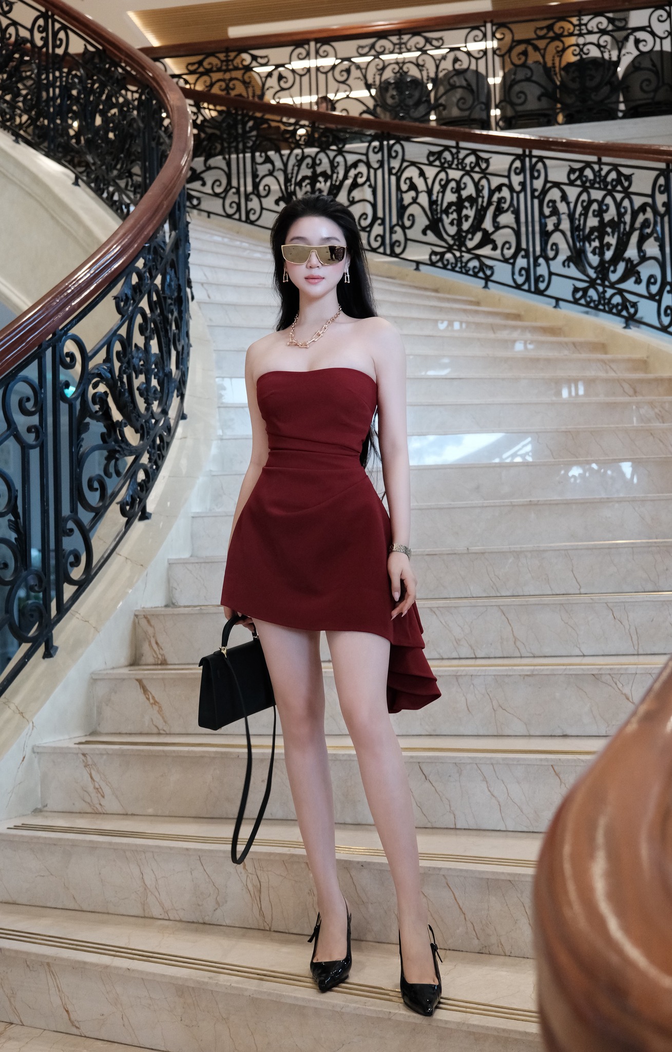 ANIS-Đầm đỏ cúp ngực