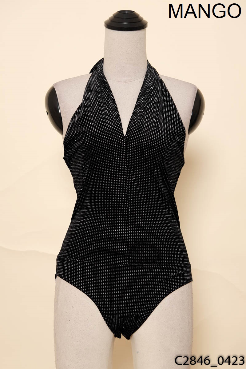 Jumpsuit đen ánh bạc Mango