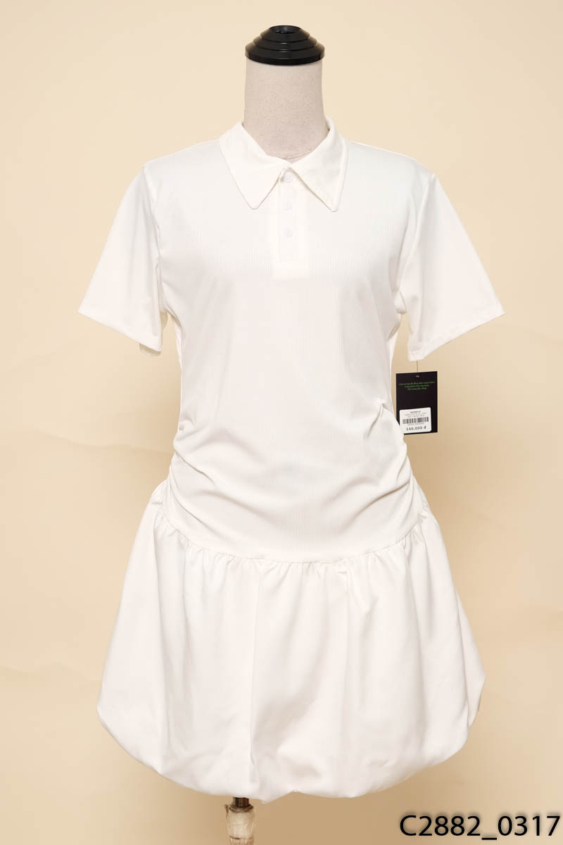 Đầm ngắn thắt eo Trắng New Tags