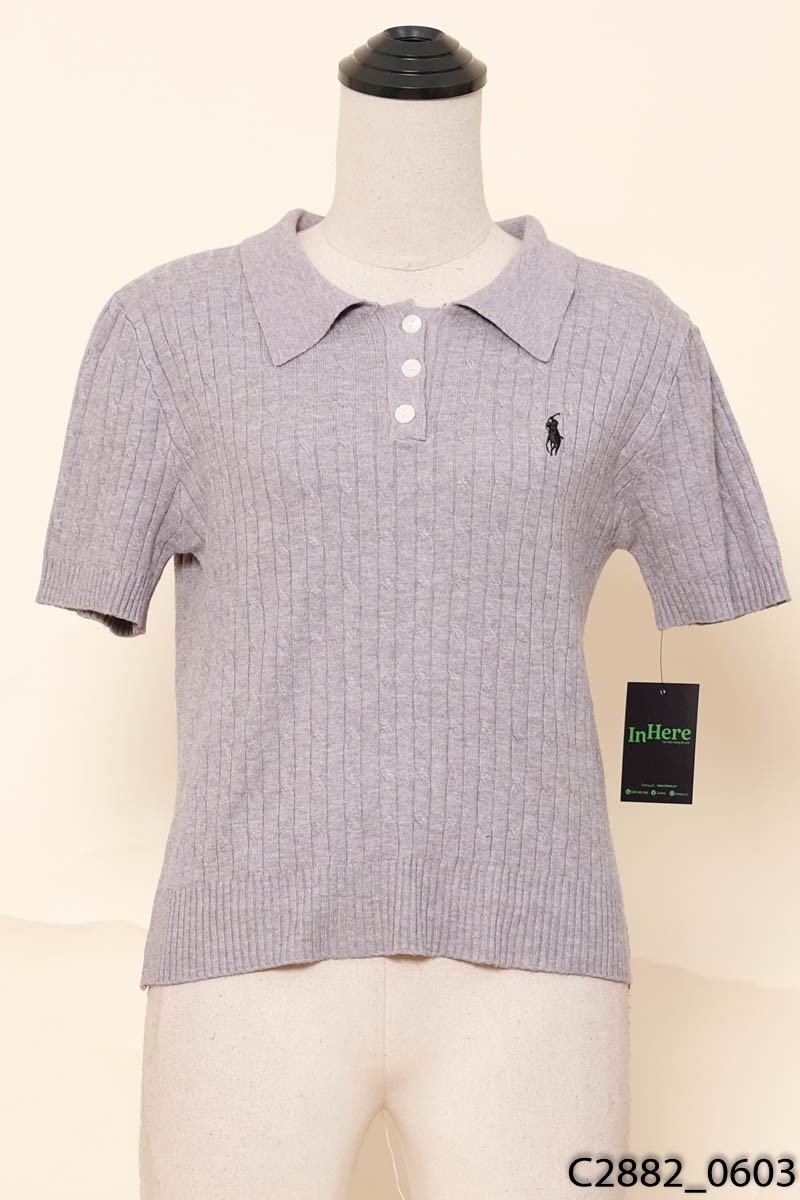 Áo polo xám len vặn