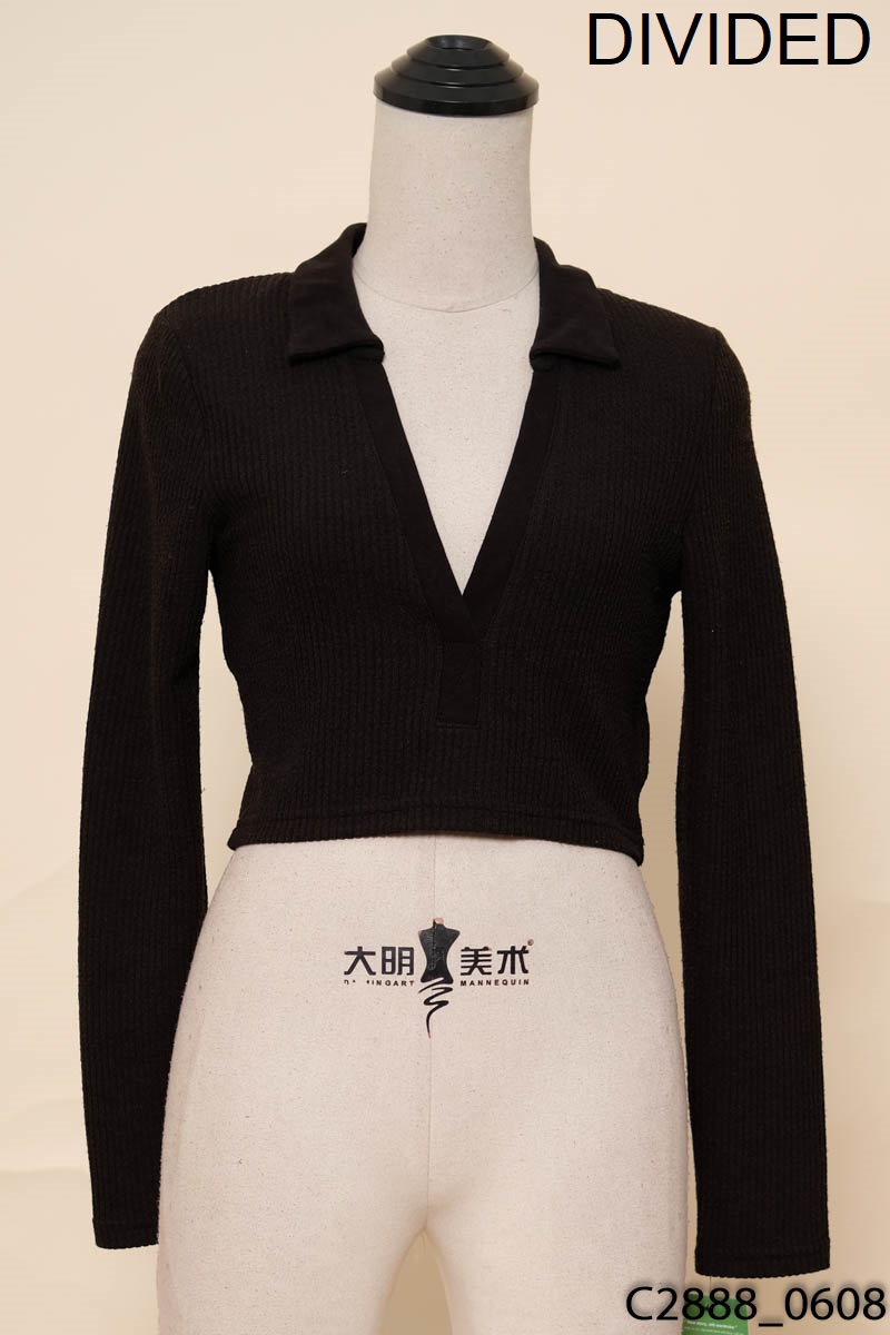 Áo croptop đen dài tay Divided