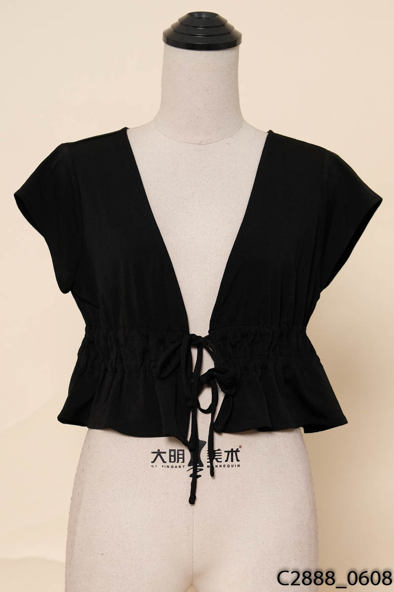 Áo đen cổ V nhún eo Forever 21