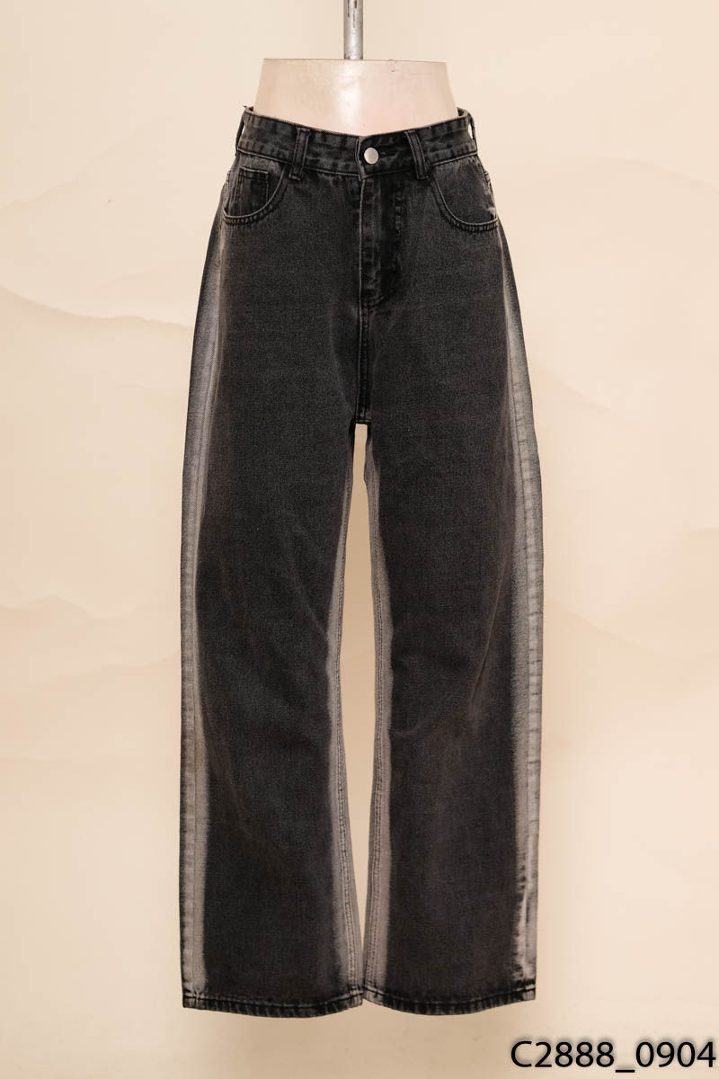 Quần jeans xám ống suông