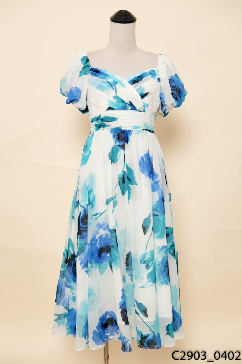 Đầm dài nhún eo xanh New Tags