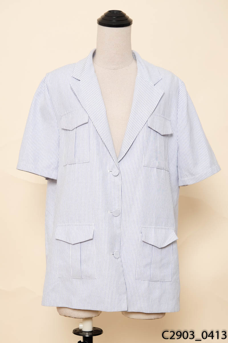 Áo vest xanh ngắn tay kẻ sọc New Tags