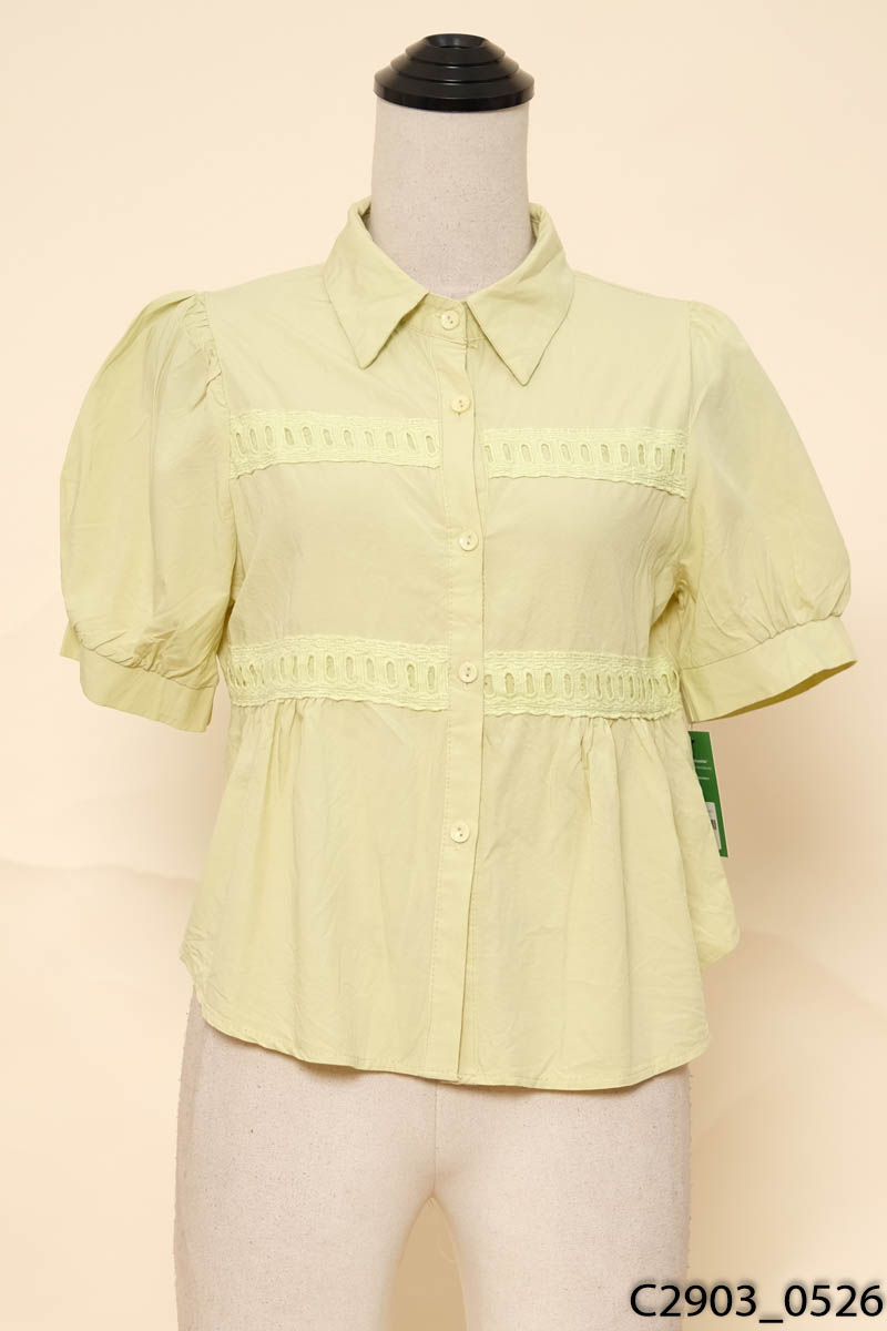 FANCY - Áo sơ mi xanh cộc tay
