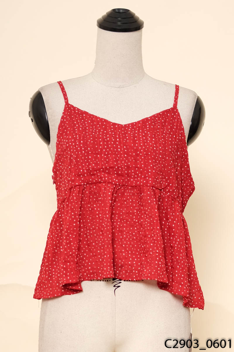 Áo 2 dây đỏ chấm bi New Tags