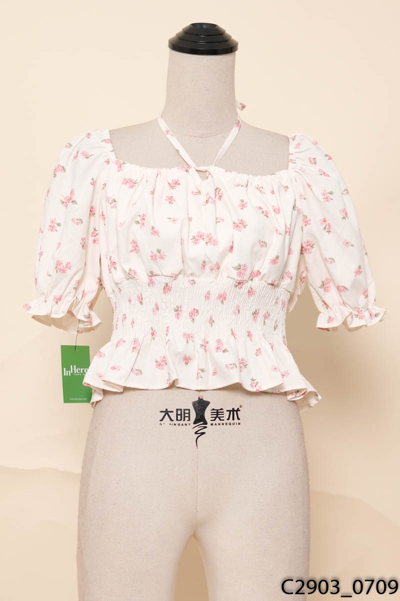 Áo be họa tiết hoa bo chun
