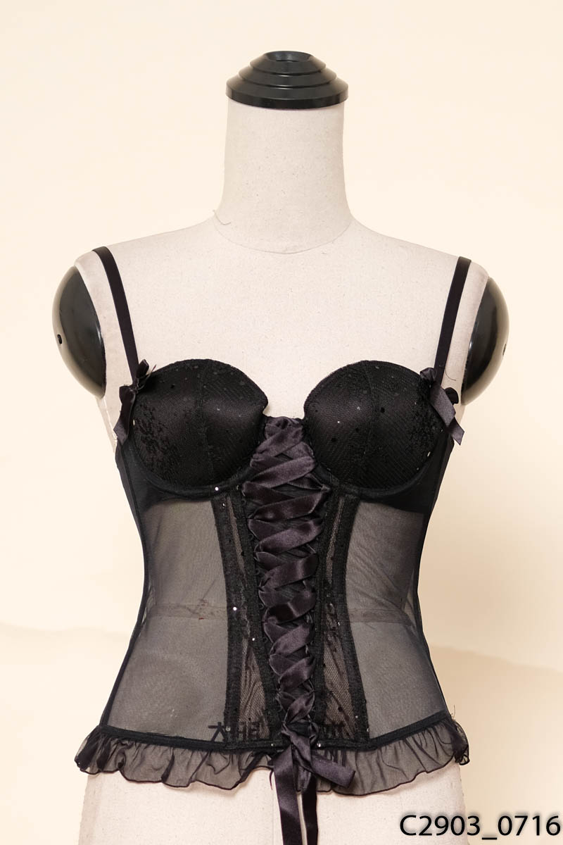Corset 2 dây đen phối ren