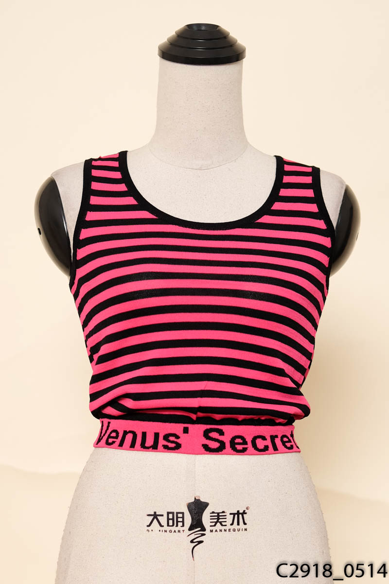 VENUS' SECRET - Áo sát nách kẻ ngang hồng đen New Tags