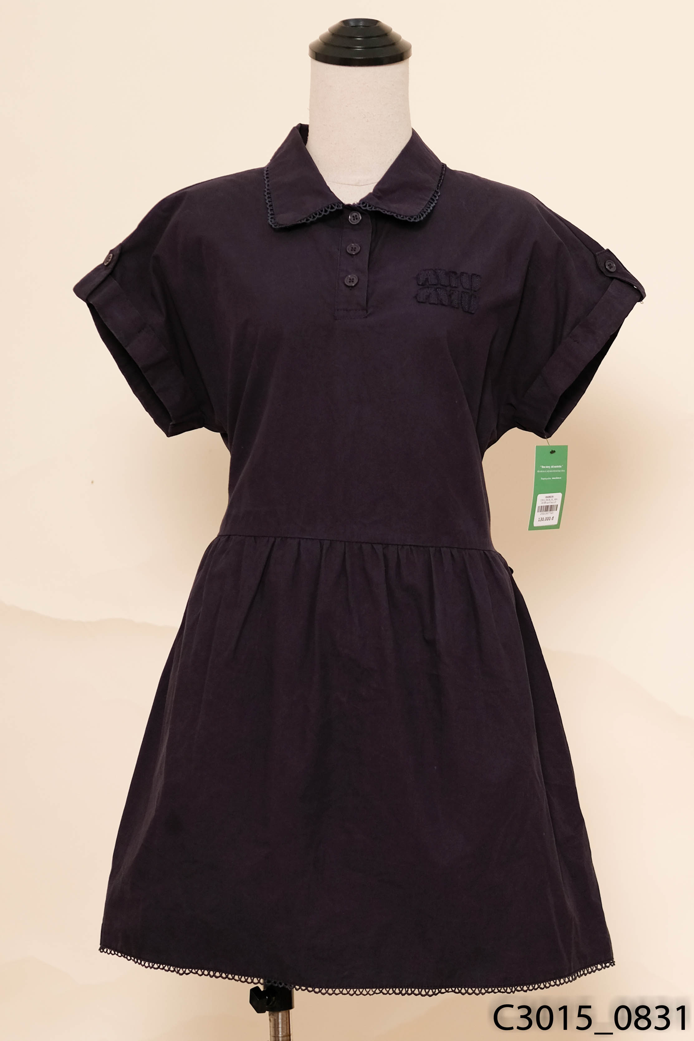 Đầm thô MM xanh navy cổ đức