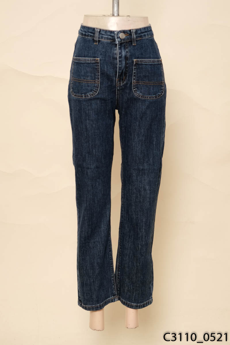 JEANS - Quần jeans xanh ống đứng