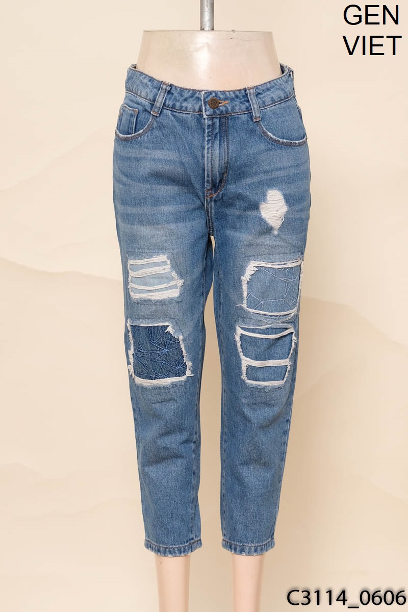 Quần jeans xanh rách Gen Viet