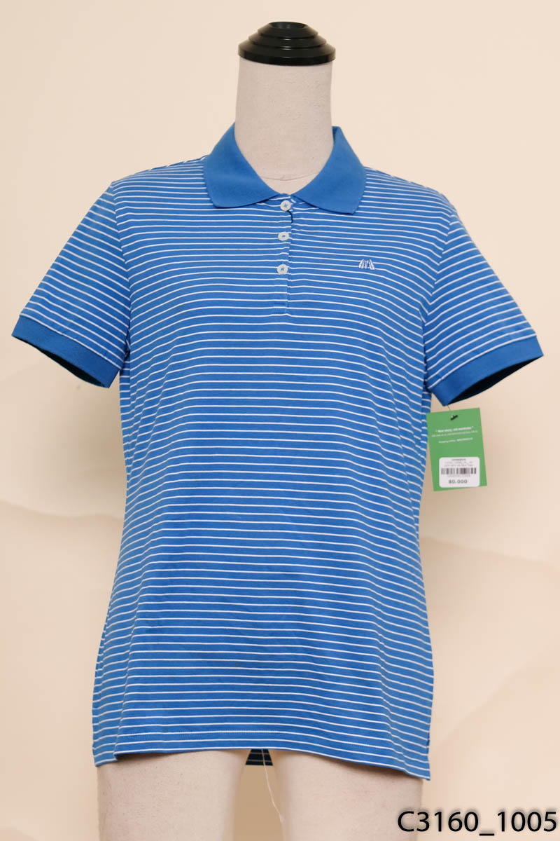 Áo polo xanh kẻ New Tags