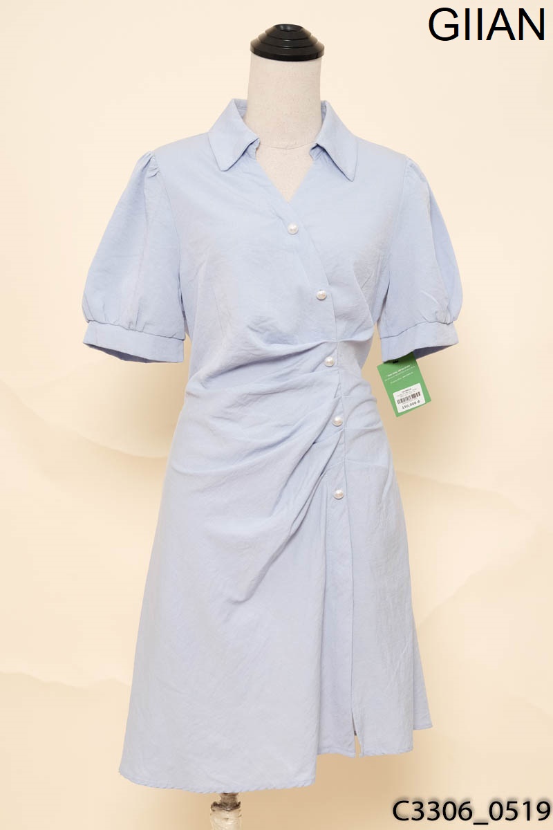 GIIAN - Đầm xanh cổ V