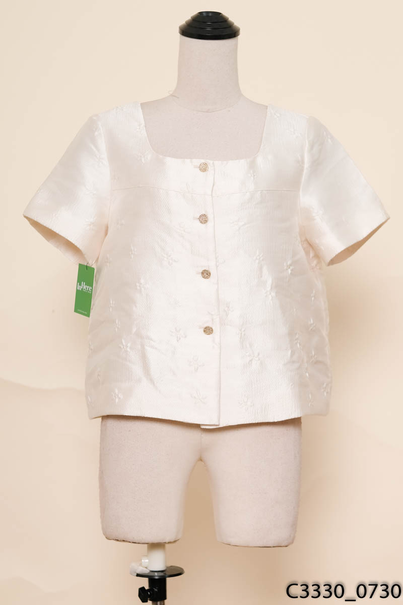 Áo be cổ vuông cộc tay