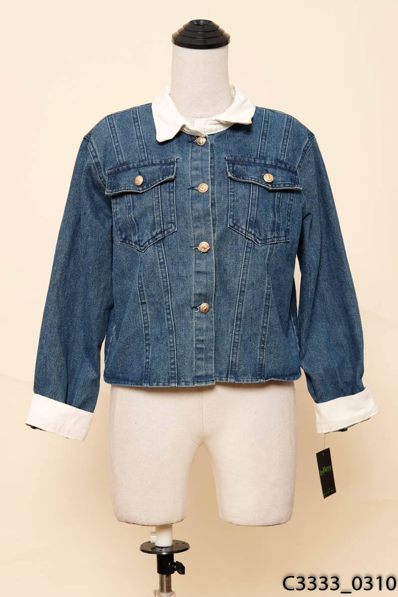 Áo khoác Jeans cổ trắng