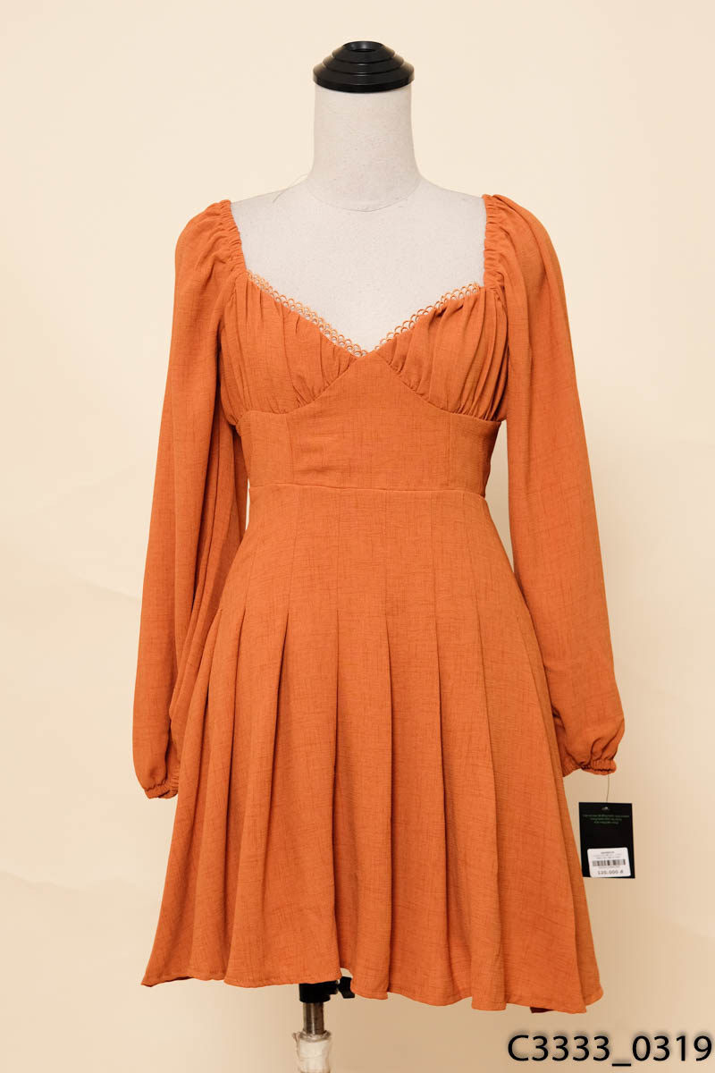 COSY - Đầm nâu xếp ly New Tags