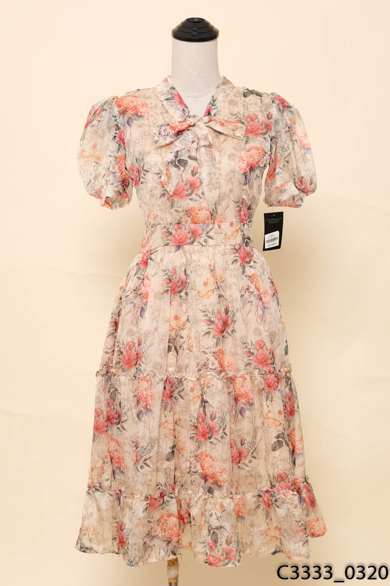DT ROSE-Đầm voan be họa tiết