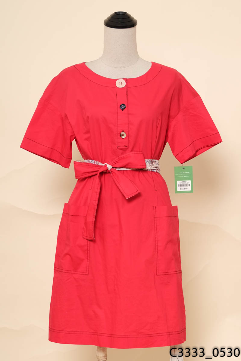 Đầm hồng dáng suông kèm đai New Tags