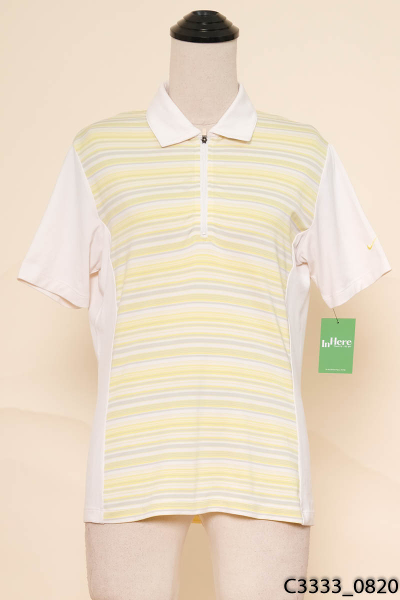 Áo polo xanh kẻ phối be
