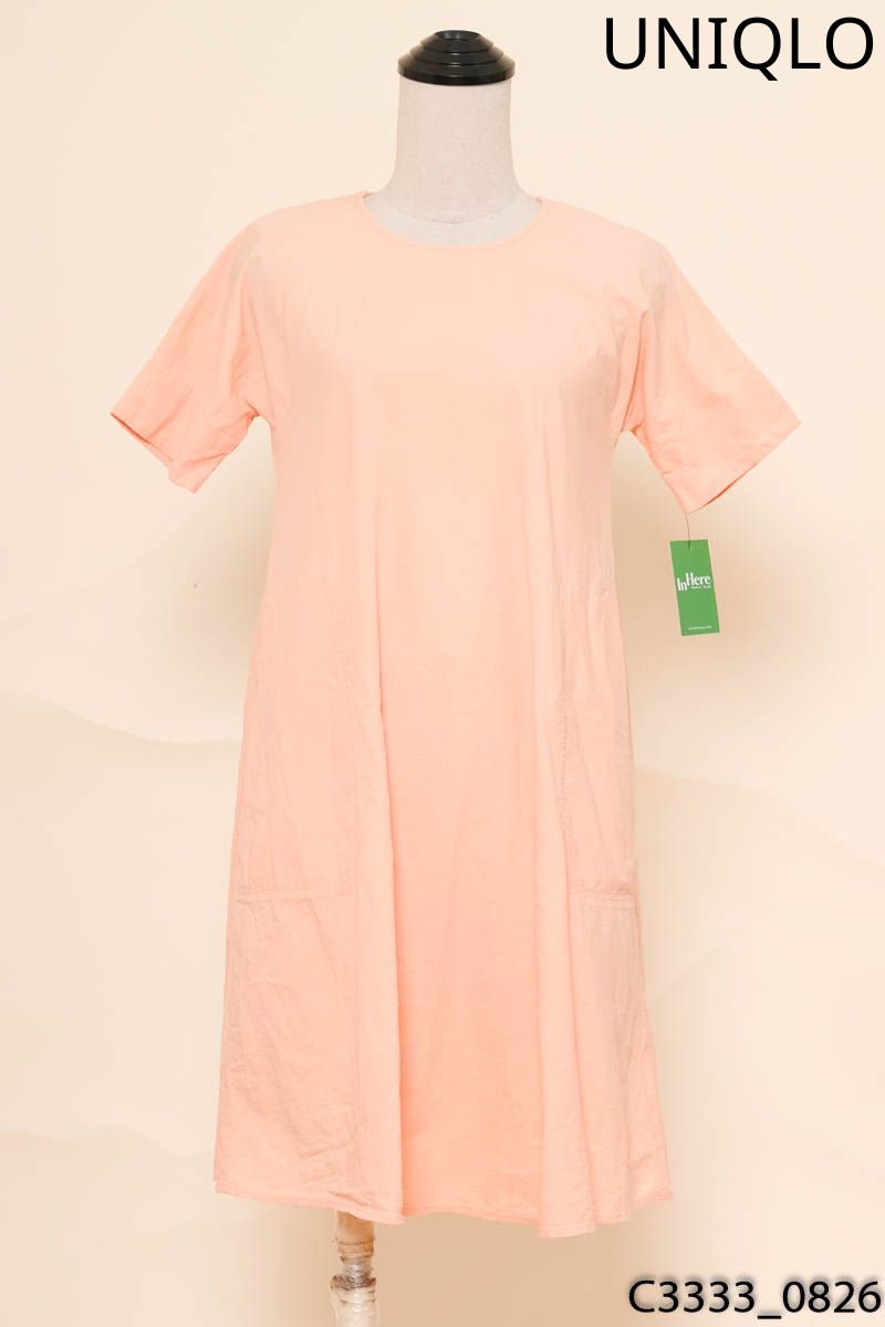 Đầm hồng cộc tay Uniqlo