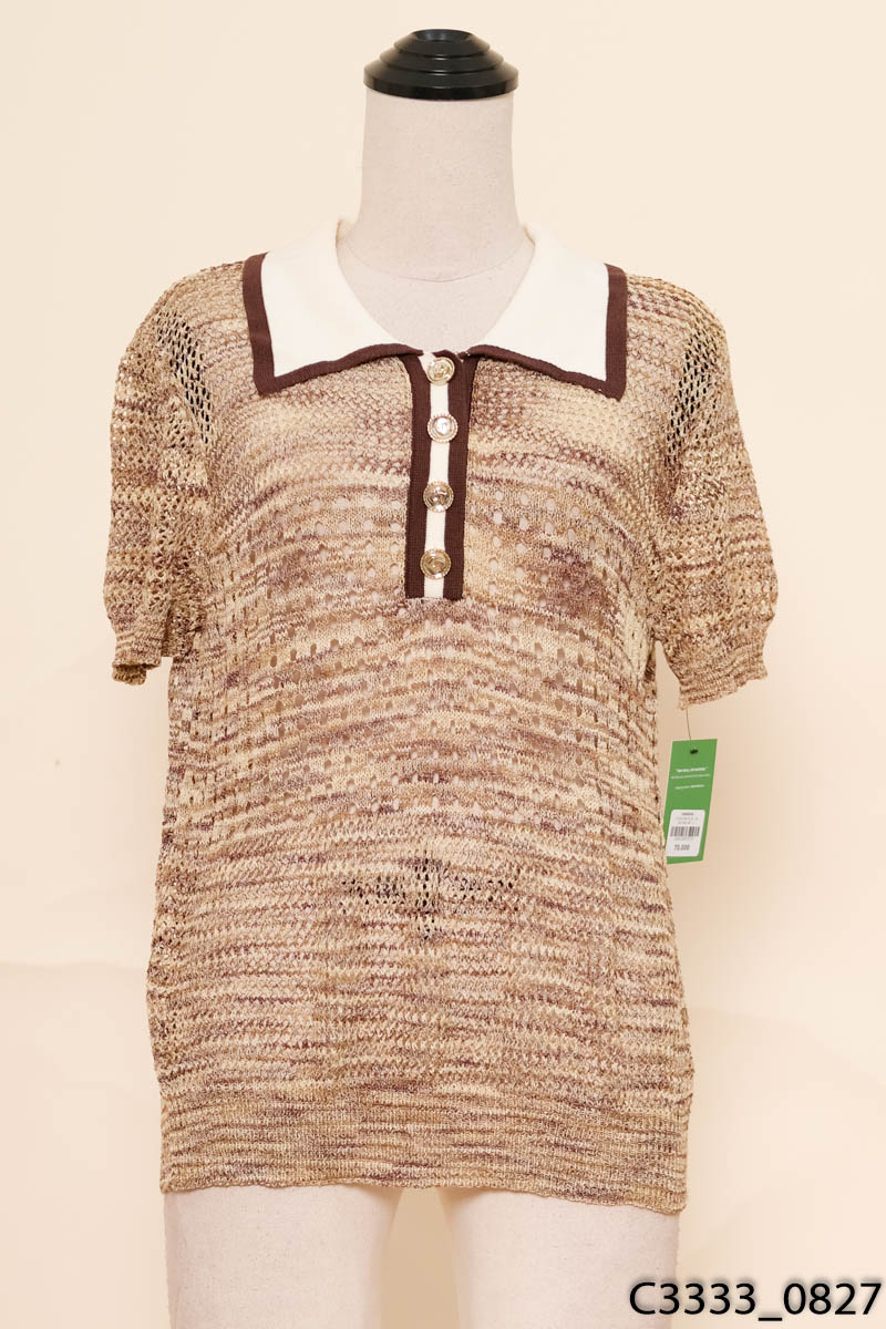 Áo polo lưới nâu