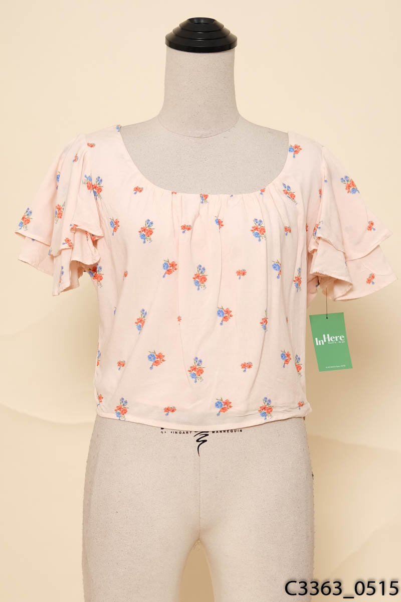 Áo trễ vai hồng họa tiết hoa Forever 21