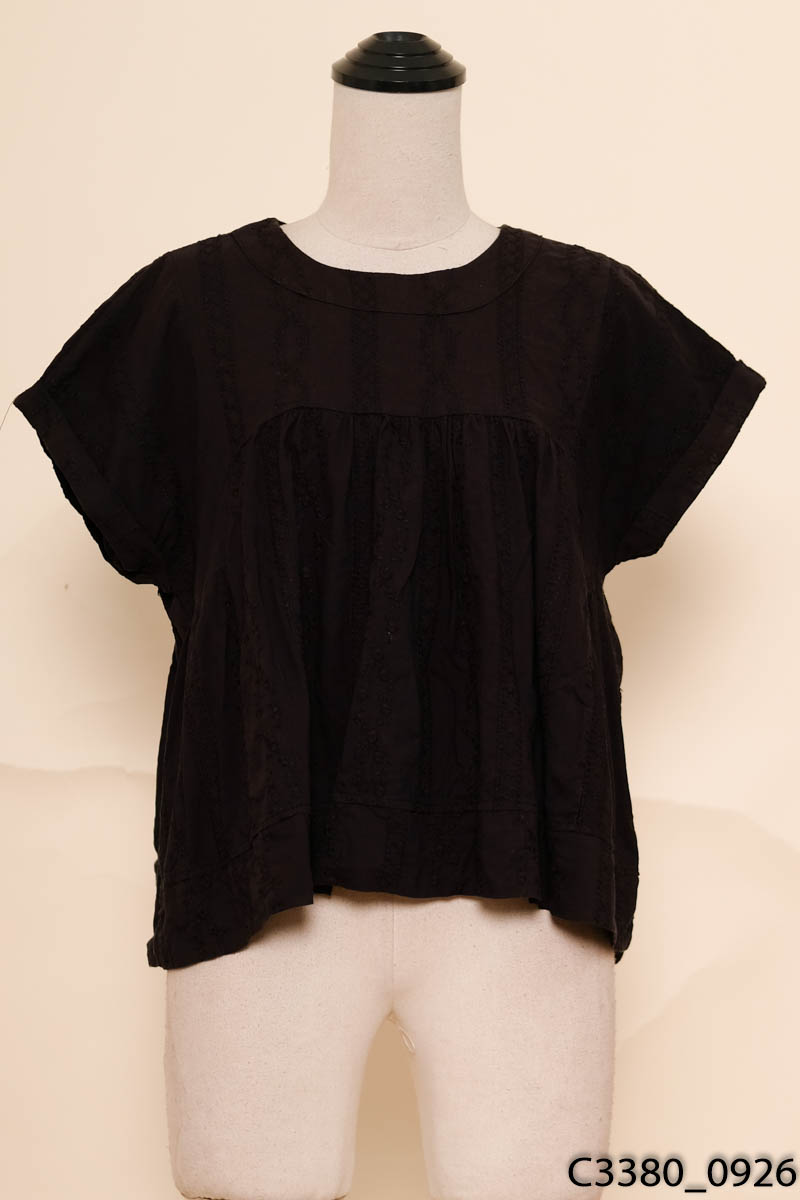Áo babydoll đen tay hến