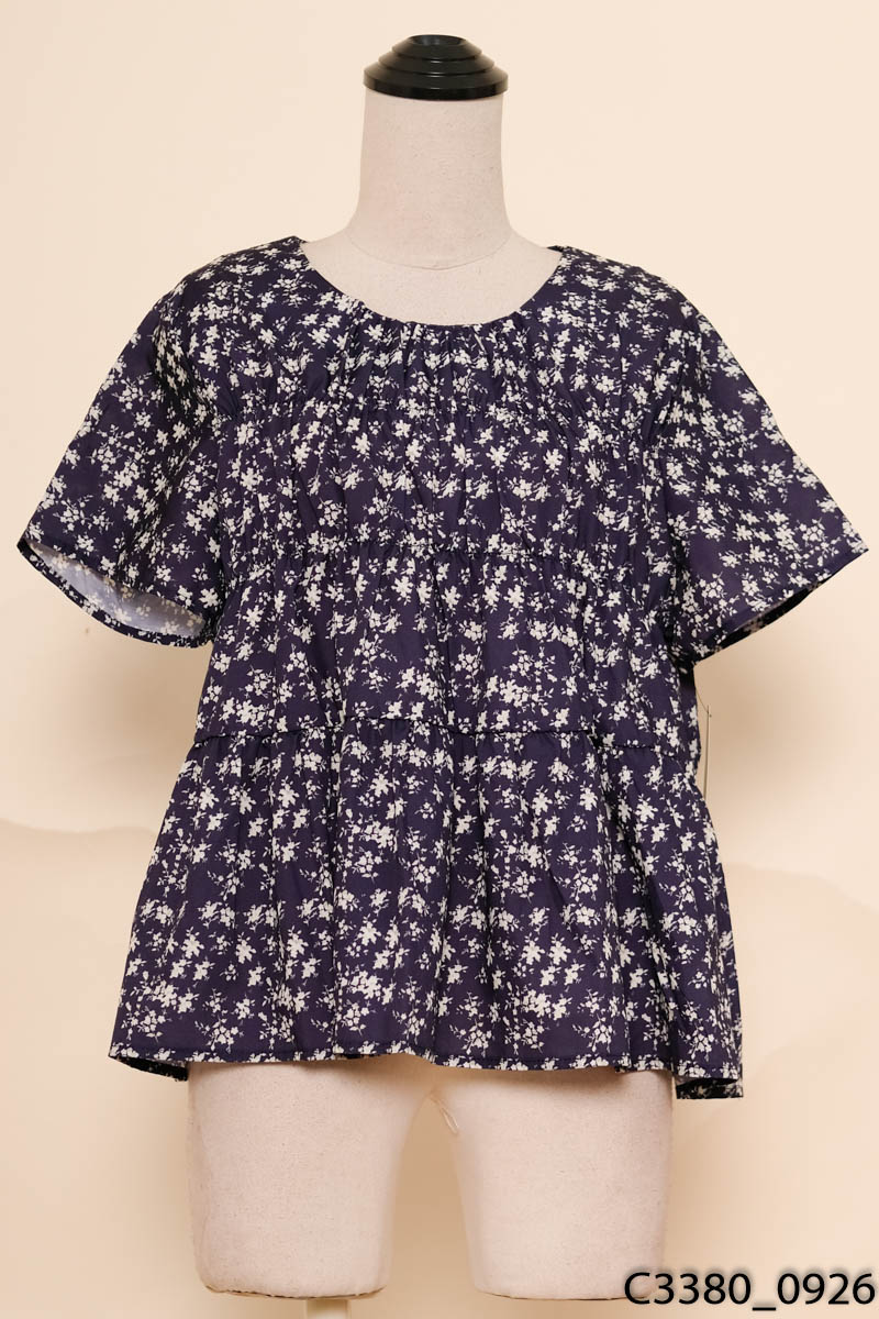 Áo babydoll xanh họa tiết hoa