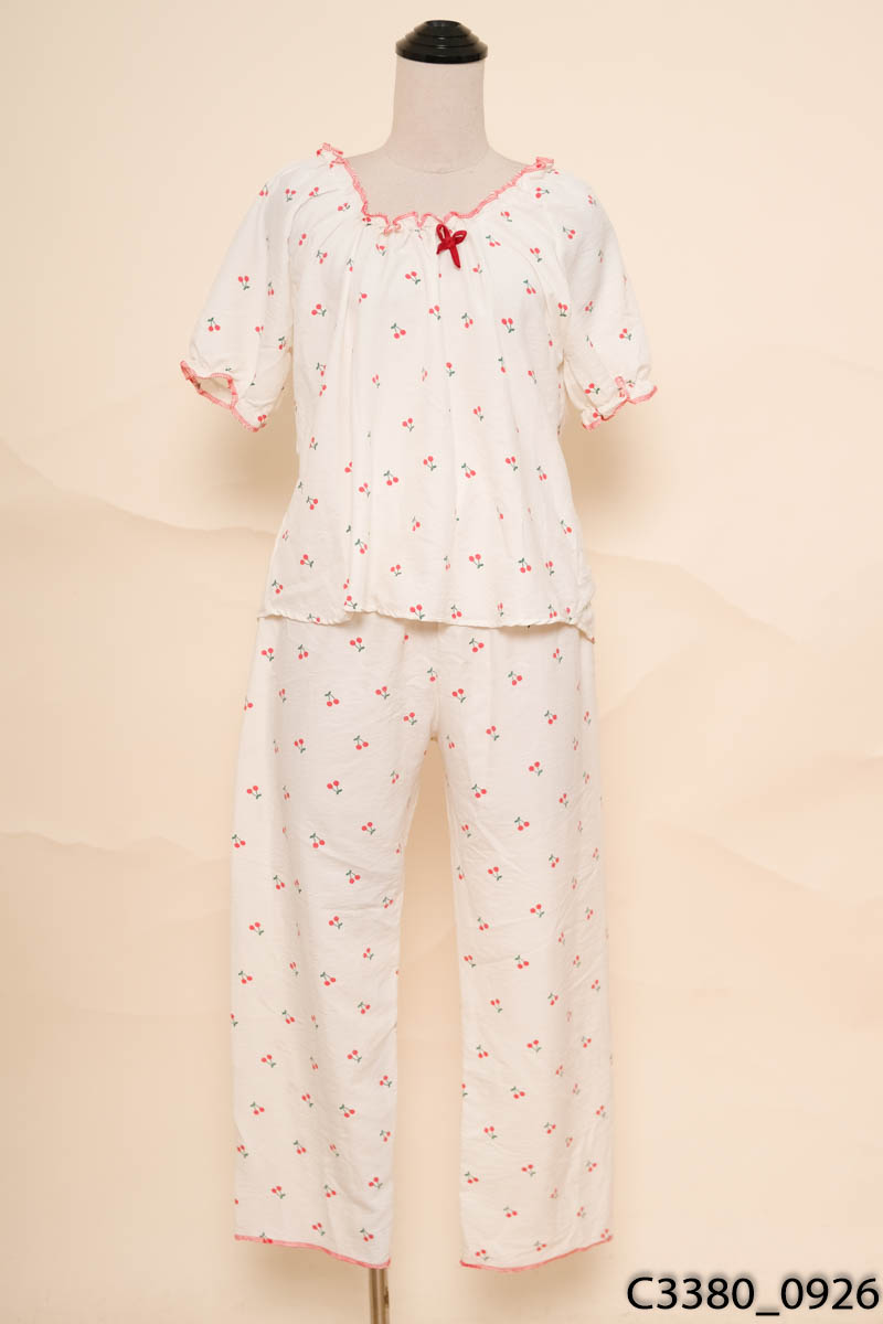 Set áo be họa tiết + quần